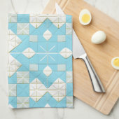 Blauw en wit geometrisch patroon theedoek (Quarter Fold)