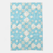 Blauw en wit geometrisch patroon theedoek (Verticaal)