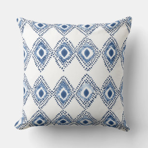 Blauw en wit geometrisch Sierkussen