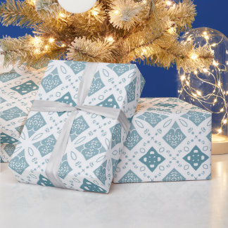 Blauw en wit geometrisch tegel naadloos patroon cadeaupapier
