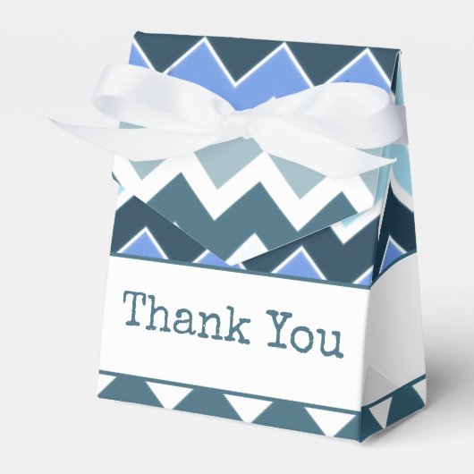Blauw en wit gepatterd bedankdoosjes (Voorkant Zijde)
