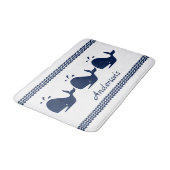 Blauw en wit gepersonaliseerd badmat (Gekanteld)