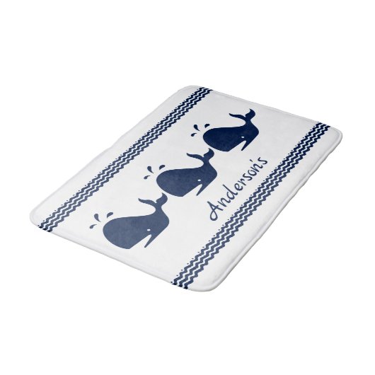 Blauw en wit gepersonaliseerd badmat (Gekanteld)