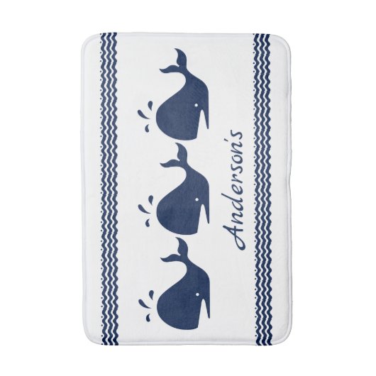 Blauw en wit gepersonaliseerd badmat (Voorkant Verticaal)