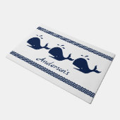 Blauw en wit gepersonaliseerd deurmat (Schuin)