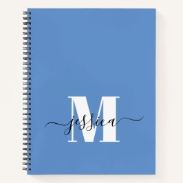 Blauw en Wit Gepersonaliseerd Monogram Notitieboek