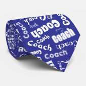 Blauw en Wit Gepersonaliseerde Coach Gift Name Art Stropdas (Opgerold)