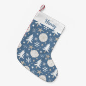 Blauw en wit Gepersonaliseerde Schattige Patroon S Kleine Kerstsok (Voorkant (Hangend))