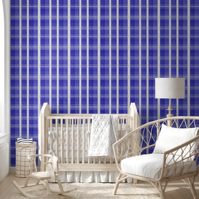 Blauw en wit geplakt behang (Kinderen)