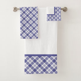 Blauw en wit geruit bad handdoek