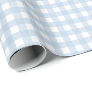 Blauw en wit geruit cadeaupapier