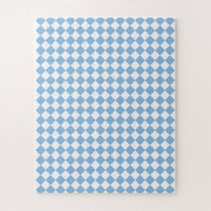 Blauw en wit geruit diamantpatroon legpuzzel