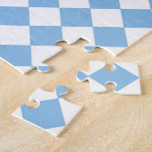 Blauw en wit geruit diamantpatroon legpuzzel (Zijkant)