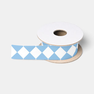 Blauw en wit geruit diamantpatroon satijnen lint