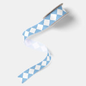 Blauw en wit geruit diamantpatroon satijnen lint (Achterkant)