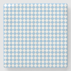 Blauw en wit geruit diamantpatroon stenen onderzetter