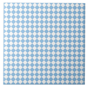Blauw en wit geruit diamantpatroon tegeltje