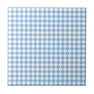 Blauw en wit geruit diamantpatroon tegeltje