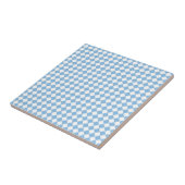 Blauw en wit geruit diamantpatroon tegeltje (Zijkant)