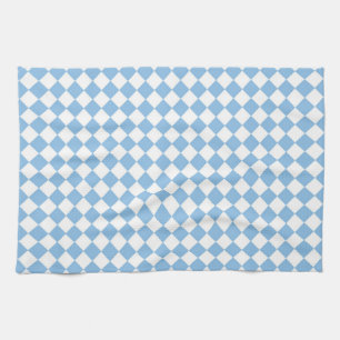 Blauw en wit geruit diamantpatroon theedoek