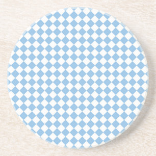 Blauw en wit geruit diamantpatroon zandsteen onderzetter
