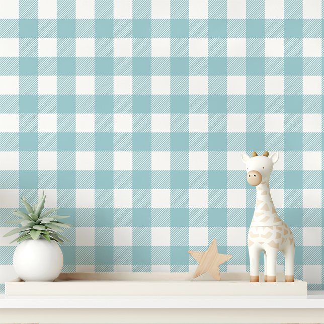 Blauw en Wit Geruit Gingham Behang (Creator heeft geüpload)