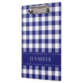 Blauw en wit geruit Gingham Patroon Naam Print Klembord (Links)