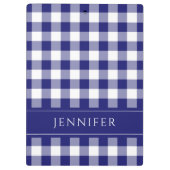 Blauw en wit geruit Gingham Patroon Naam Print Klembord (Achterkant)