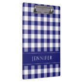 Blauw en wit geruit Gingham Patroon Naam Print Klembord (Rechts)