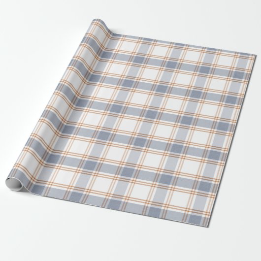 Blauw en Wit Geruit Inpakpapier (Uitgerold)