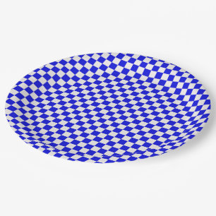 Blauw en wit geruit papier Borden Papieren Bordje