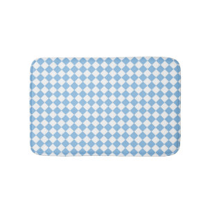 Blauw en wit geruit patroon badmat