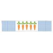 Blauw en wit geruit tafelkleed met wortels (Horizontaal)