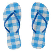 Blauw en wit geruit teenslippers (Voetbed)