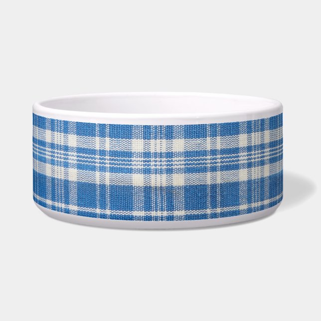 Blauw en wit geruit voerbakje (Voorkant)
