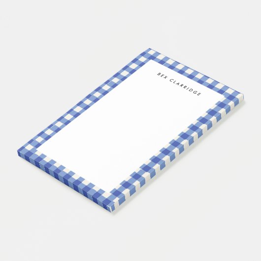 Blauw en Wit Geruite Gepersonaliseerde Post-it® Notes (Schuin)
