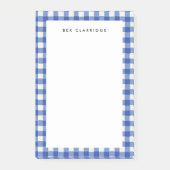 Blauw en Wit Geruite Gepersonaliseerde Post-it® Notes (Voorkant)