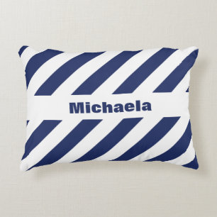 Blauw en wit gestreept accent kussen