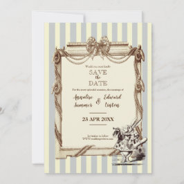  blauw en wit gestreept Alice in Wonderland Save The Date