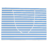 Blauw en wit gestreept Baby shower Groot Cadeauzakje (Achterkant)