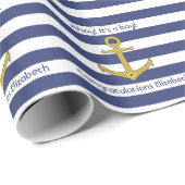 Blauw en wit gestreept Baby shower van Nautical Bo Cadeaupapier (Rol Hoek)