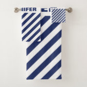 Blauw en wit gestreept bad handdoek (Insitu)