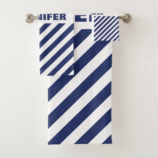 Blauw en wit gestreept bad handdoek (Insitu)