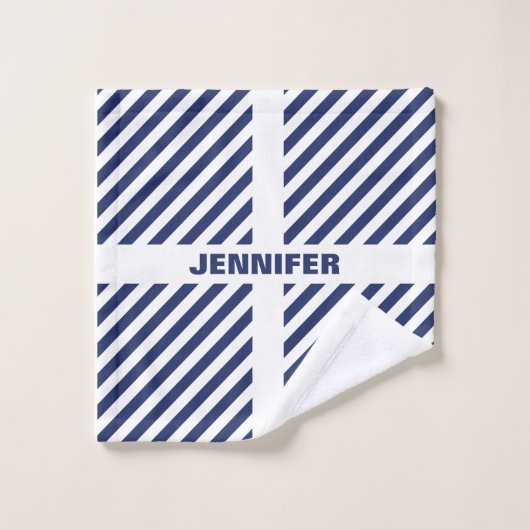 Blauw en wit gestreept bad handdoek (Wasdoekje)