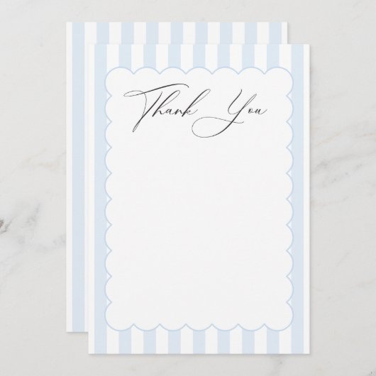 Blauw en wit gestreept bedankkaart (Voorkant / Achterkant)