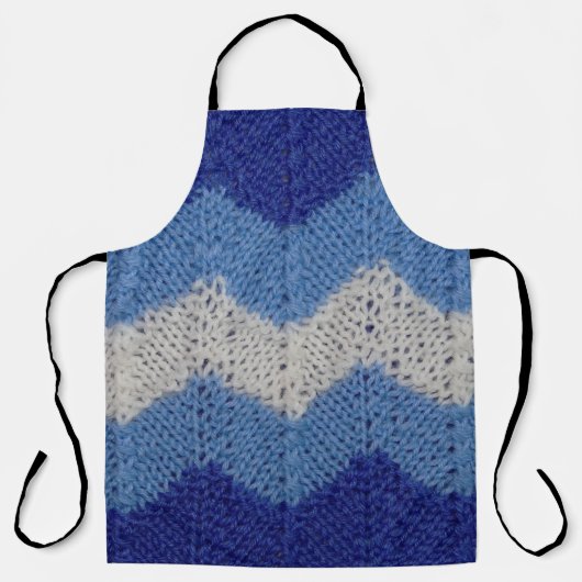 Blauw en Wit Gestreept Brei Schort (Voorkant)