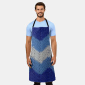 Blauw en Wit Gestreept Brei Schort (Gedragen)