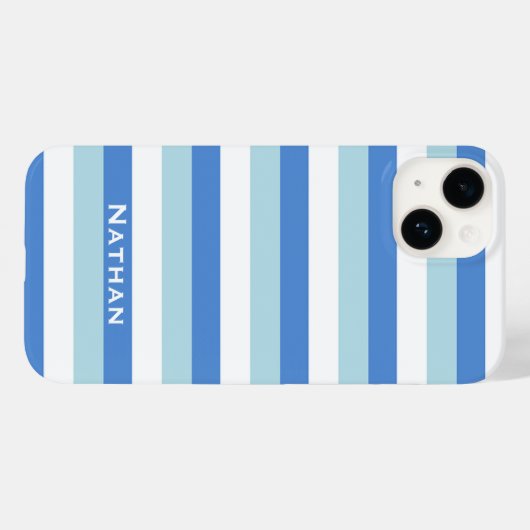 Blauw en wit gestreept Case-Mate iPhone case (Achterkant (horizontaal))