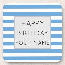 Blauw en wit gestreept, gelukkige dag bier onderzetter