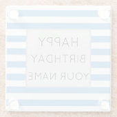 Blauw en wit gestreept, gelukkige dag glazen onderzetter (Achterkant)